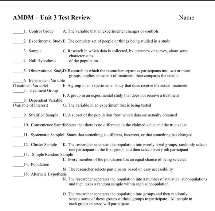 Amdm unit 1 test answer key